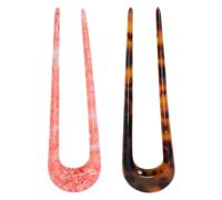 jojofuny Lot de 2 Pinces à Cheveux de U en Acétate Baguettes à Cheveux Ondulées Coloris Écaille de Tortue et Rouge Pastèque Accessoires Coiffure pour Chignons et Tresses