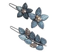 jojofuny Lot de 2 Pinces à Cheveux en Alliage de Zinc Ornées de Strass, Formes Fleur et Feuille, Accessoire Cheveux Féminin Chic pour Coiffures Quotidiennes et Festivals, Décoration