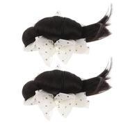 jojofuny Lot de 2 Pinces à Cheveux pour Chignon à Clips Noirs et Marron Extensions Synthétiques Légères à Pois Blanc Maintien Renforcé pour Coiffures Féminines et Événements Postiches