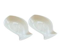 jojofuny Lot de 2 Plateaux en Céramique Forme Poisson Profondeur 4 CM Compatibles - Couleur Blanche Plateau à Collations et Rangement pour Maison et Restaurant