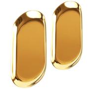 jojofuny Lot de 2 Plateaux Ovales en Acier Inoxydable Doré Petit et Grand Plateau à Bijoux Plateau de Rangement Multifonction pour Fruits Thé et Collations Accessoire Décoratif pour