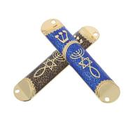 jojofuny Lot de 2 Porte-mezouzahs en Métal Bleu et Noir pour Porte D'intérieur, Étuis Traditionnels Faits Main Parchemin de Bénédiction Juive, Décoration Spirituelle pour Fête de Hanoukka