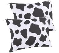 jojofuny Lot de 2 Trousses de Maquillage Imprimées Vache Noire et Blanche Grosse Capacité Paquet de Rangement Cosmétique Portable Fermeture Éclair Organisateur de Voyage Multifonction