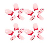 jojofuny Lot de 24 Faux Ongles à Presser de Cœur Capsules Courtes en ABS Kit Manucure à Coller pour Saint-Valentin Accessoires Nail Art Professionnels Utilisation Facile et Solide