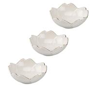 jojofuny Lot de 3 Assiettes D'assaisonnement en Porcelaine Blanche, Forme Fleur de Cerisier, Porte-condiments et Porte-sauce Polyvalent pour Sauces et Accompagnements, Accessoires