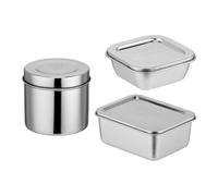 jojofuny Lot de 3 Boîtes à Lunch en Acier Inoxydable avec Couvercle Tailles 9 CM Rond Carré et Rectangle Profond Boîtes de Rangement Pratiques Cuisine et Repas à Emporter