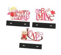 jojofuny Lot de 3 Décorations en Bois pour Saint-Valentin Centre de Table 3 Pièces Décorations Artisanales Romantiques en Bois pour Mariage Bureau et Fête