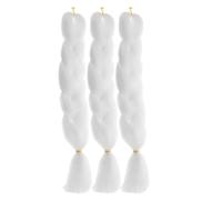 jojofuny Lot de 3 Extensions de Cheveux Synthétiques Pré-Étirées Tresses Blanches Douces en Fibres Synthétiques Queue de Cheval Tressée Courte Kit de Tressage pour Usage Quotidien et