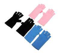 jojofuny Lot de 3 Paires de Moufles sans Doigts Anti-Uv pour Ongles Protection UV pour Mains Demi-Doigts en Tissu Doux Couleurs Rose Bleu Noir Essentiels Manucure Accessoires Nail Art