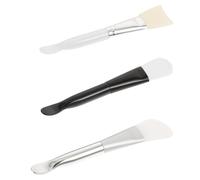 jojofuny Lot de 3 Pinceaux Applicateurs en Silicone Souple pour Masque Facial Spatule Intégrée, Format Compact, Couleur Noire et Blanche Aléatoire, Outils Pratiques pour Couleur Aléatoire