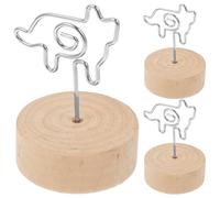jojofuny Lot de 3 Porte-Cartes en Métal Design Chat Clips Mémo et Photo Base en Bois Support Décoratif pour Table de Mariage Bureau et Événements Porte-Numéros de Table Pratique et