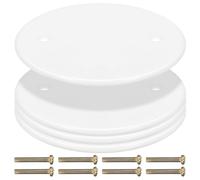 jojofuny Lot de 4 cache-plaques d'obturation rondes : 11 cm de diamètre avec vis - Plaques vierges pour bouchon de sortie, interrupteur d'éclairage, trou mural, panneau électrique, blanc, PP