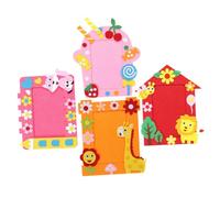 jojofuny Lot de 4 Cadres Photo Soi-Même en Tissu Non Tissé Motifs Dessin Animé Kit Bricolage Garçon et Filles Cadre Photo Collage pour Décoration et Présent Personnalisé