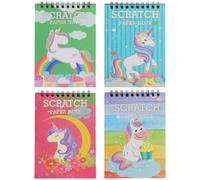 jojofuny Lot de 4 Carnets à Gratter pour Garçon et Filles Motifs Dessin Animé Licorne Papier Couleurs Vives Format Portable Jeu Éducatif pour Maternelle et Activités DIY