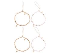 jojofuny Lot de 4 Chaînes de Poignet pour Téléphone Portable à Perles Breloques Étoiles, Cordons Mignons Rose et Blanc, Accessoires Anti-perte Polyvalents pour Téléphone et Coque,