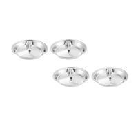 jojofuny Lot de 4 Coupelles à Sauce Rondes en Acier Inoxydable 10 CM X 15 CM Assiette de Service Compartimentée 3 Sections Plat à Épices pour Apéritifs et Condiments