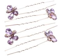 jojofuny Lot de 4 Épingles à Cheveux en de de Coiffure Violets pour Chignon Épingles de Mariage Élégantes et Résistantes pour Cérémonies et Usage Quotidien