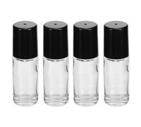 jojofuny Lot de 4 Flacons Roll-On Vides 30 Ml en Verre Transparent Flacons Rechargeables et Portables pour Huiles Essentielles Format Compact Voyage Étanchéité Garantie Couleur Noir