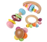 jojofuny Lot De 4 Jouets à Mâcher en Bois Naturel pour Perroquet, Solide Et Résistant, Forme Trois Anneaux, Fleur, Rond Et Demi-Rond, pour Oiseaux De Compagnie, Perroquets Et Perruches