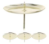 jojofuny Lot de 4 Porte-Bougies Chauffe-Plat en Métal Doré - Support Rond 6cm pour Bougie Pilier - Bougeoir Décoratif Chic pour Table de Noël, Mariage et Maison - Ornement Festif de Noël