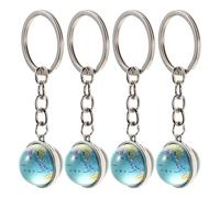 jojofuny Lot de 4 porte-clés globe terrestre : mini pendentif planète en verre, breloque planète Terre en alliage de zinc, accessoire de sac à dos pour voyageur, cadeau de fête spatiale
