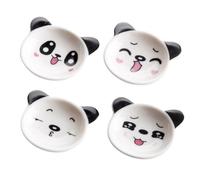 jojofuny Lot de 4 Soucoupes Ménagères en Céramique Blanche et Noire Motif Panda, Mini Assiettes à Trempette Créatives pour Sauce Soja, Sel et Épices, Usage Maison, la Cuisine et Repas