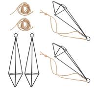 jojofuny Lot de 4 Supports Suspendus en Métal pour Plante Aérienne Petits Porte-Plantes Géométriques de 19 CM Corde en Jute Support Décoratif pour Plantes d'Intérieur Suspendre Murale