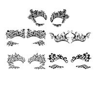 jojofuny Lot de 5 Autocollants Eye-Liner Dentelle Noire Effet Tatouage Temporaire pour Yeux Maquillage Dramatique Cosplay et Soirées Masquées Stickers Fards à Paupières Décoratifs