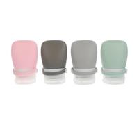 jojofuny Lot de 5 Flacons de Voyage 30 Ml en Silicone Réutilisables Assortiment Couleurs Pastel avec Pochette EVA Étanches pour Shampoing Lotion et Produits de Toilette