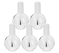 jojofuny Lot de 5 Flacons Vides en Verre Transparent 75 Ml pour Vernis à Ongles avec Pinceau Intégré et Bouchon Blanc Rechargeables Étanches Adaptés pour Usage Professionnel et Voyages