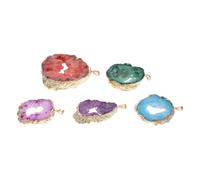 jojofuny Lot de 5 Pendentifs en Tranches d’Agate Naturelle Multicolore Pierres Précieuses pour Fabrication de Bijoux Breloques Légères Décoratives pour Création Artisanale et Accessoires
