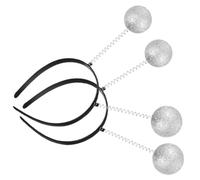 jojofuny Lot de 5 Serrage-Têtes à Antennes Argentées Boules en Mousse Blanches Pailletées Accessoires de Fête Martiens Légers et Confortables pour Costume et Déguisement Spatial