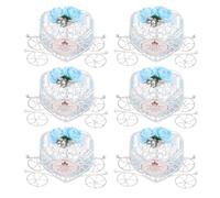 jojofuny Lot de 6 Boîtes à Bonbons Mariage en Fer Bleu Forme Carrosse Citrouille Romantique Ouverture Cœur Centre de Table Décoratif pour Fêtes et Présents d'Invités