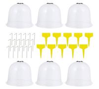 jojofuny Lot de 6 Cloches de Protection Transparentes pour Plantes avec 10 Étiquettes et 18 Piquets de Fixation Serrage Mini-Jardin Ventilée Couvercles de Dôme pour Couleur Aléatoire