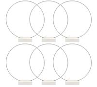 jojofuny Lot de 6 Ensembles de Couronnes de Fleurs en Métal Argenté 20 Cm Socles en Bois Blanc pour Décoration de Table Mariage DIY, Cercles Métalliques Artisanaux Polyvalents pour Centre