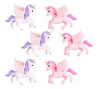 jojofuny Lot de 6 Mini Sculptures de Licorne en résine - pour fête - Cadeaux - Décoration de gâteau - Cornes de fête - Mini Ornements pour Bricolage - Modèle Animal PVC - Pot de Fleurs