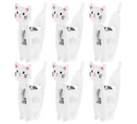 jojofuny Lot de 6 Pinces à Linge de Chat Blanc Clips de Fermeture Alimentaires Multifonctions en Plastique Légers et Résistants pour Suspendre Vêtements et Sécuriser Sachets au