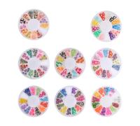 jojofuny Lot de 8 Boîtes de Patchs en Pâte Polymère Tranches de Fruits 12 Motifs DIY pour Décoration Nail Art Accessoires Artisanaux Colorés pour Bijoux et Embellissements Créatifs