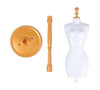 jojofuny Mannequin de Poupée Féminin avec Support en Plastique Blanc Platine, Torse Demi-échelle pour Présentation et Rangement de Vêtements de Poupée, Accessoire Couture Polyvalent