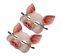 jojofuny Masque de Cochon Halloween Demi-Visage Lot de 2 Masques Animaux Rose pour Cosplay Mascarade Bal Costumé Festival Adultes et Garçon et Filles Accessoire Déguisement