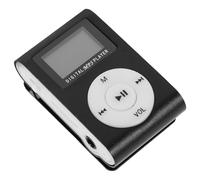 jojofuny Mini Lecteur Mp3 à Clip Noir Écran LCD, Batterie Rechargeable Li-ION, Prise Casque 3,5 Mm, Compatible Carte Micro Mémoire Jusqu’à 32 Go, Lecteur de Musique USB Portable pour Sport