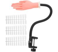 jojofuny Modèle de Main D’Entraînement en Silicone Flexible avec Support 100 Faux Ongles pour Nail Art Accessoire Pratique pour Pratique du Bout des Ongles Outil Nail Art Professionnel