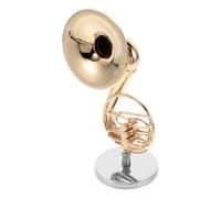 jojofuny Modèle Miniature de Cor D'harmonie avec Étui et Support en Laiton Doré Décor Musical Portable et Brillant pour Bureau et Maison