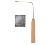 jojofuny Moule à Frire Antiadhésif pour Snacks Frits Poignée en Bois Ergonomique Alliage d'Aluminium Solide Moule Carré Pratique Cuisine Maison Accessoire de Cuisson Résistant Haute