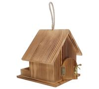jojofuny Nichoir Suspendu en Bois Massif pour Colibris, 17,5 X 18,2 X 17,2 Cm, en Pin Brûlé, Abri Extérieur Rustique pour Oiseaux, Nid de Reproduction Naturel, Maison à Oiseaux pour Jardin