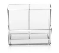 jojofuny Organisateur de Maquillage Transparent à 3 Compartiments Porte-Cosmétiques de Bureau Multifonction Étui de Rangement Compact pour Pinceaux et Accessoires de Maquillage