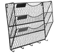 jojofuny Organisateur Mural Vertical en Métal avec Crochets Support Suspendu Multifonction pour Dossiers Magazines et Rangement Bureau Support Mural Compact et Design Moderne