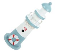 jojofuny Ornement de Phare en Bois Petite Taille Bleu Clair Décoration Nautique Méditerranéenne pour Bureau et Maison Accessoire Décoratif Écologique pour Étagère Balcon et Jardin