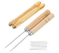 jojofuny Outil D’Implantation de Cheveux pour Poupée DIY Aiguilles Interchangeables 06 MM Poignée Imitation Bois Ergonomique Kit 4 Pièces pour Reconstitution Capillaire et Loisirs