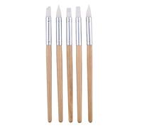 jojofuny Outils de Sculpture en Argile 5 Pièces, Stylo à Modeler en Bois Embouts en Silicone Souple, Kit Multi-Usage pour Poterie, Pâte Polymère et Bricolage Créatif, Outil de Coupe